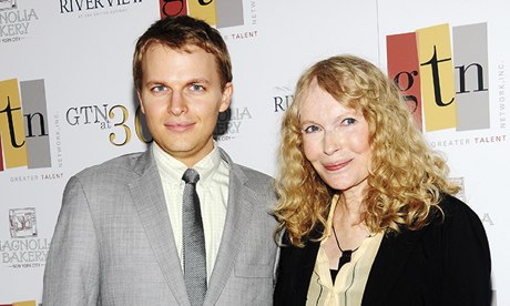 mia farrow with her son, ronan farrow.