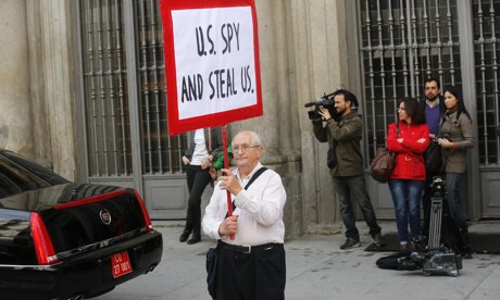 Protesting in Spain against NSA spying