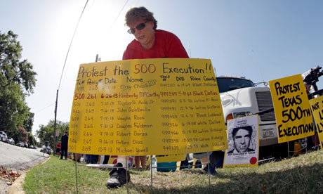 A protest against the execution of Kimberly McCarthy