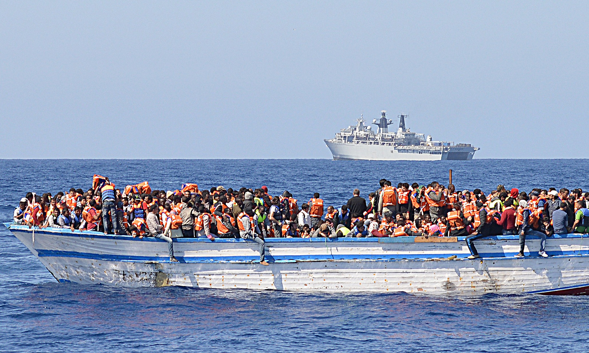 HMS Bulwark helps to save 4,000 migrants fleeing Libya by sea