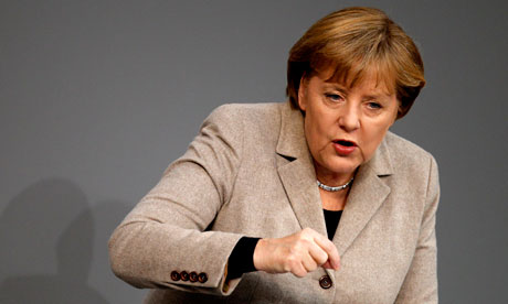 Angela Merkel speaks at German federal parliament