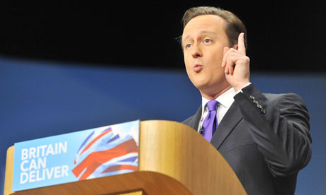 David Cameron speaks to the Conservative party conference