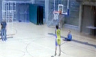 Is this the worst basketball player ever? Baller misses his own basket four times in a row