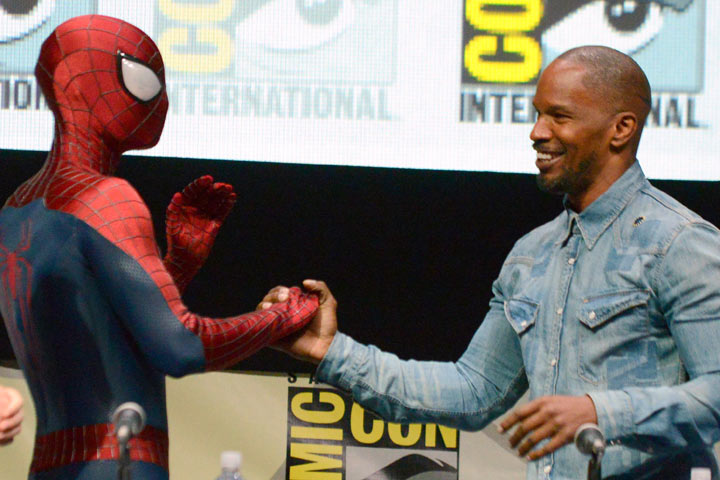 Jamie Foxx and Spiderman at Comic-Con 2013