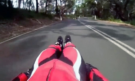 Street luge racer installs jets to aid world record attempt - video
