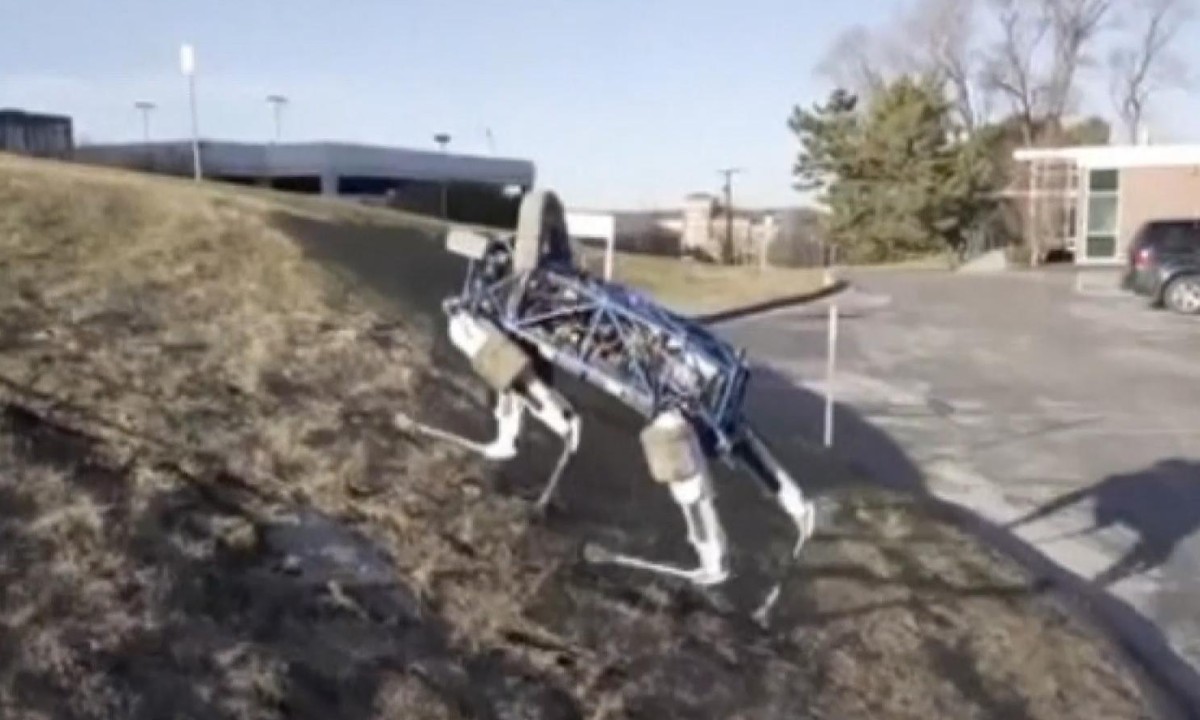 Robot dog 'Spot' shows off agility – video