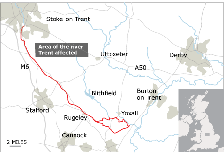 Map: river Trent pollution