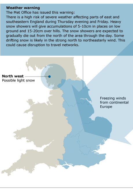 Map - UK snow warning