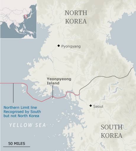Map: Yeonpyeong island, South Korea