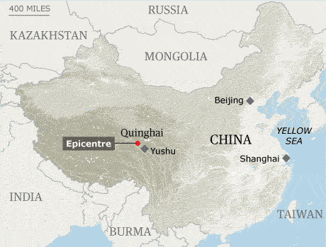 Map: China earthquake, Qinghai province