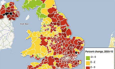 UK population change interactive. Click image to see map