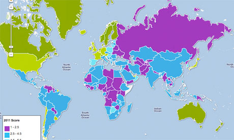 World corruption index interactive map