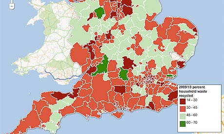 England recycling rates interactive map