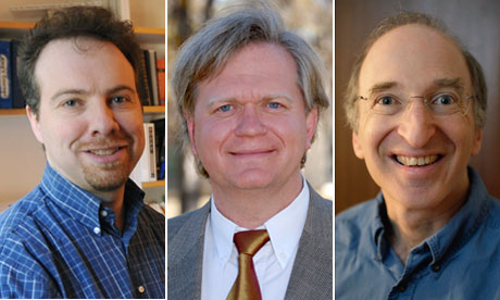 Nobel prize winning professors Adam Riess, Brian P. Schmidt and Saul Perlmutter 
