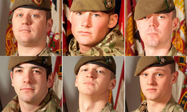 Six soldiers who were killed in a bomb blast in Afghanistan 
