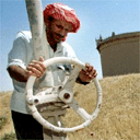 An Iraqi man works at the Kirkuk station on the Iraq-Turkey pipeline in 1999