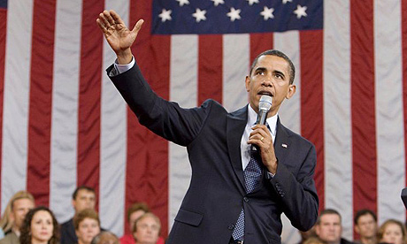 Barack Obama speaks during a town hall meeting on healthcare in Raleigh, North Carolina