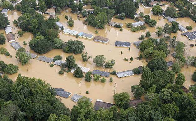 Six Flags theme park under water as flooding hammers…