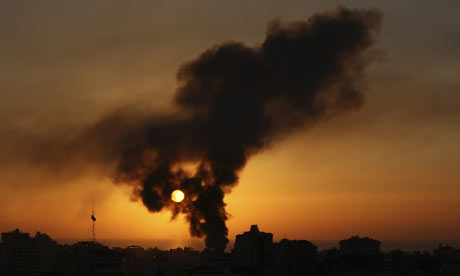 Smoke rises over Gaza city