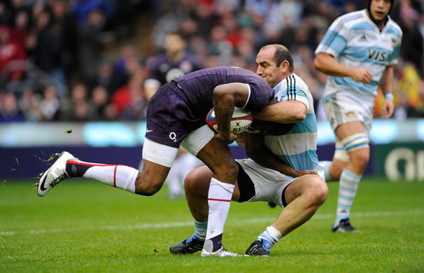 England v Argentina: Roncero tackles Ugo Monye