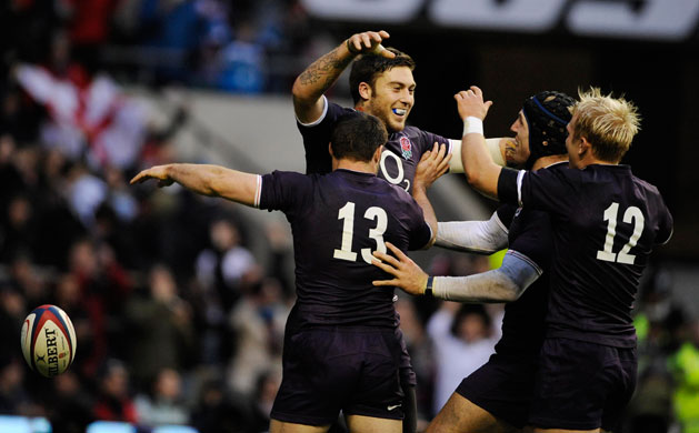 England v Argentina: Matt Banahan celebrates his try