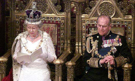The Queen and Prince Philip at the Queen's speech in 2000.