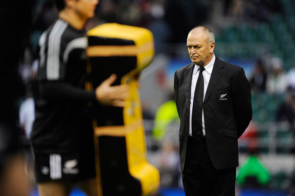 England v All Blacks: All Black coach Graham Henry watches warm up