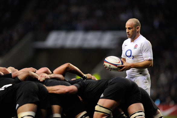 England v All Blacks: Paul Hodgson prepares to feed a scrum