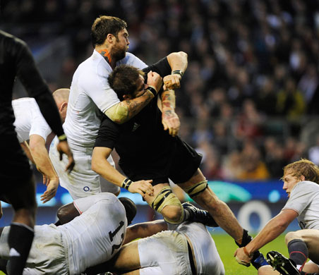 England v All Blacks: Matt Banahan hauls down man of the match Richie McCaw