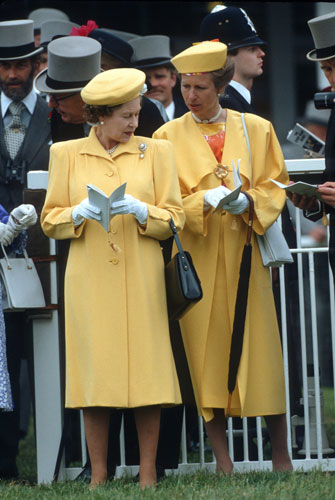 Queen Elizabeth II: 1988: Queen Elizabeth II and Princess Anne at The Epsom Derby