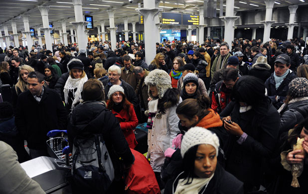 Eurostar delays: Stranded rail passengers at Kings Cross St Pancras International station