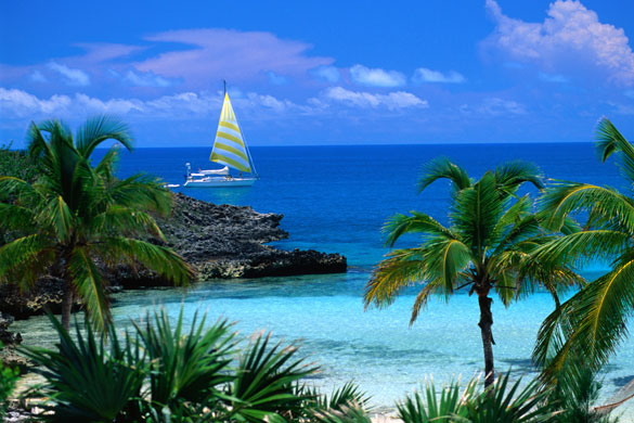 Costa Brava or Bahamas?: Sailing off Eleuthera, Eleuthera Point, Bahamas.