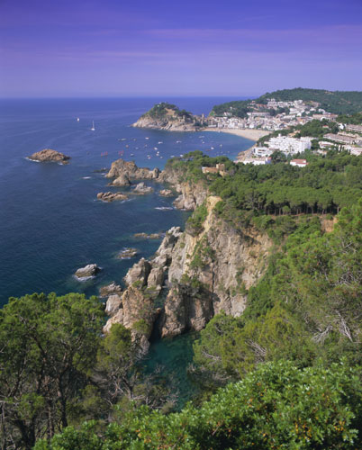 Costa Brava or Bahamas?: View of the coast towards Tossa de Mar, Costa Brava, Spain.