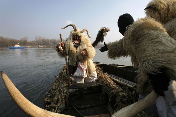 Carnival: Hungarians at a traditional Buso carnival in Mohacs