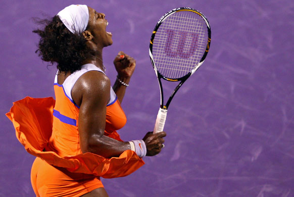 Sport: 24 hours: Serena Williams celebrates after winning her semifinal match