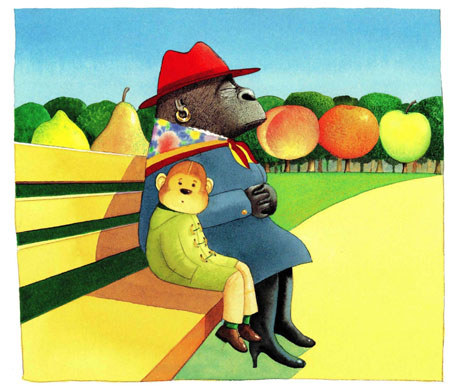 Anthony Browne: Illustration for Voices in the park by Anthony Browne