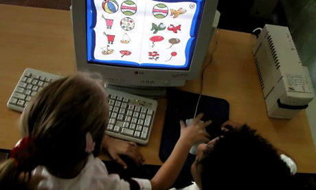 Children at a computer