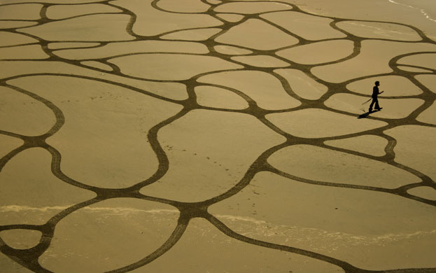 sand art : andres amador creates sand art in san francisco