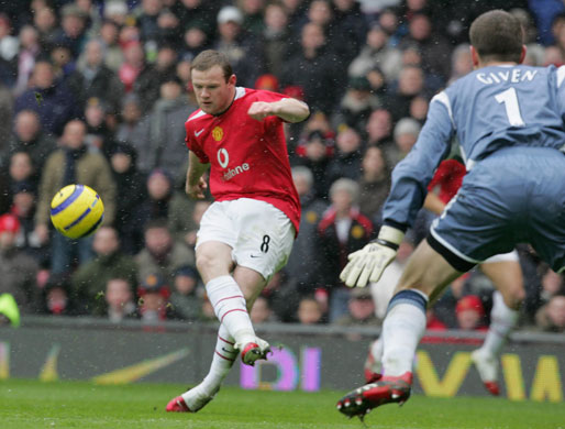 Wayne Rooney Top Ten: Wayne Roone scoops a chip over Shay Given