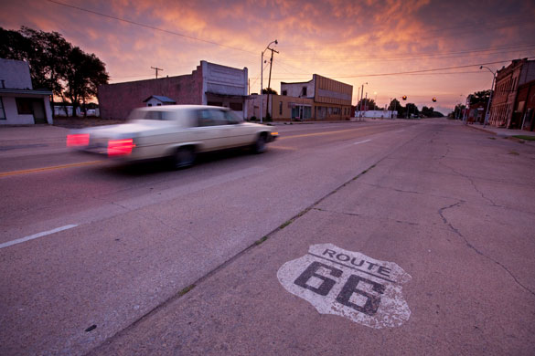 Grapes of Wrath: Route 66 marker, Erick, Oklahoma