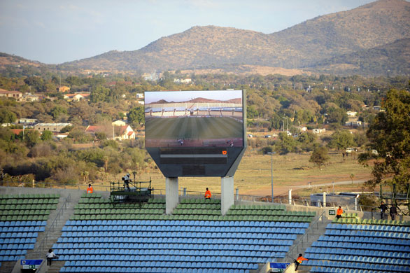 South Africa World Cup: The electronic scoreboard in The Royal Bafokeng Stadium in Rustenburg