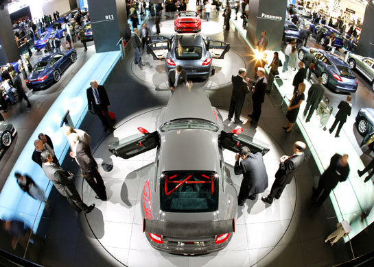Frankfurt motor show: Porsche cars are seen on the first press day of the Frankfurt Motor Show