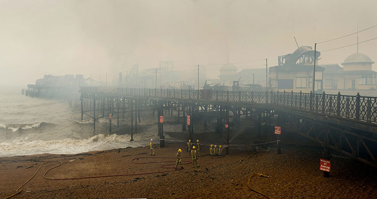 Hastings pier: The smouldering wreck of Hastings Pier Commissioned