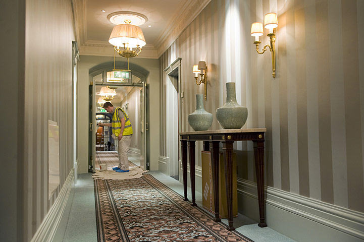 Savoy hotel reopens: Work continues in one of the upstairs corridors