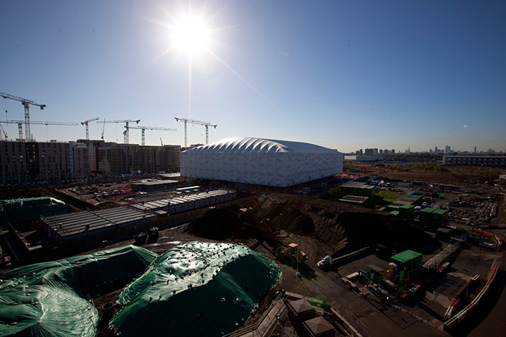 Olympic Site: The Basketball Stadium nears completion for the London 2012 Olympics