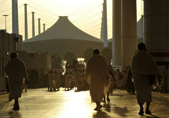 Hajj In Mecca: Muslim pligrims walk between Marwa and Safa hills in the Kaaba Mecca