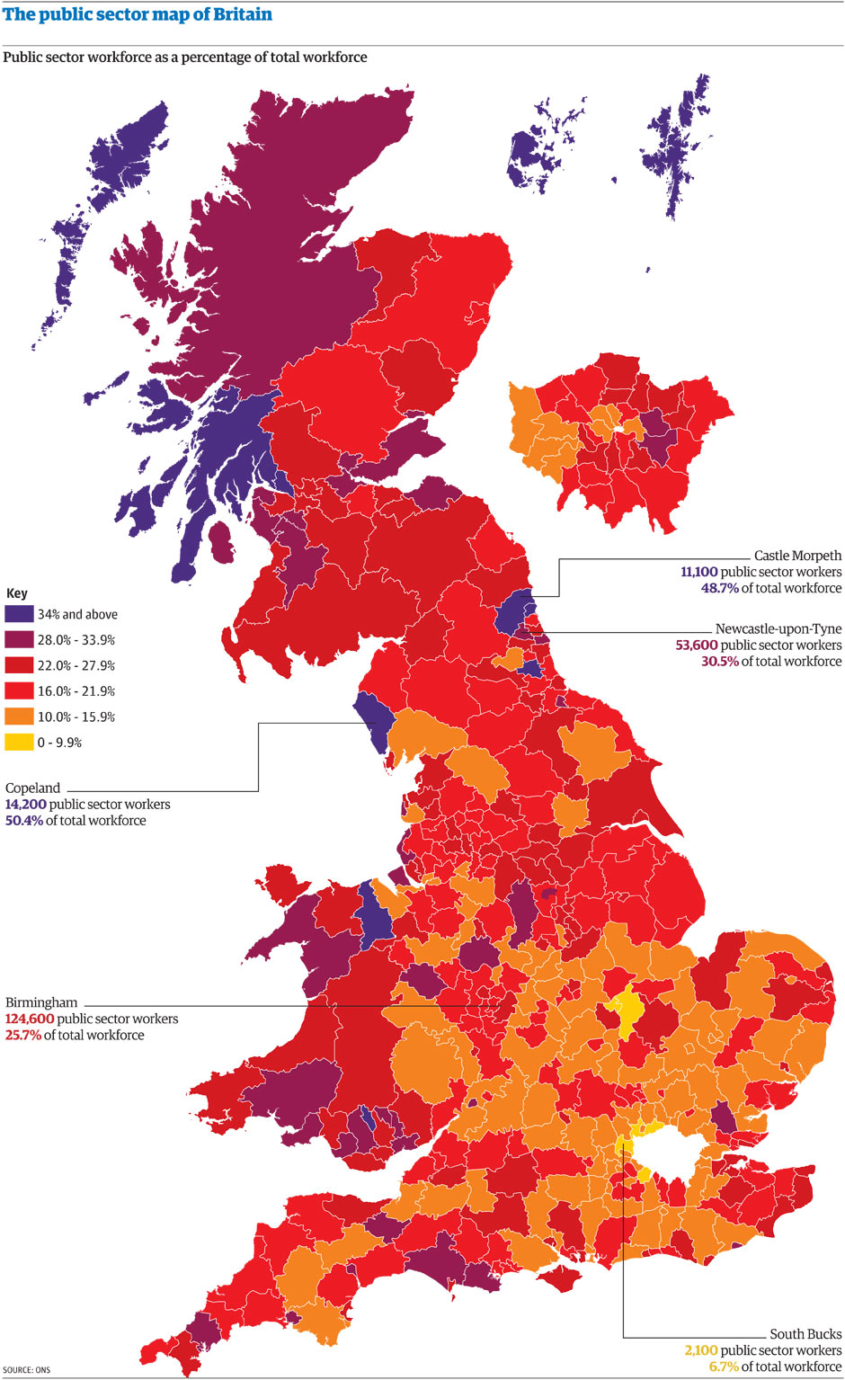 Map Unemployment Uk The public sector employment map of Britain, 2008  News  theguardian.com