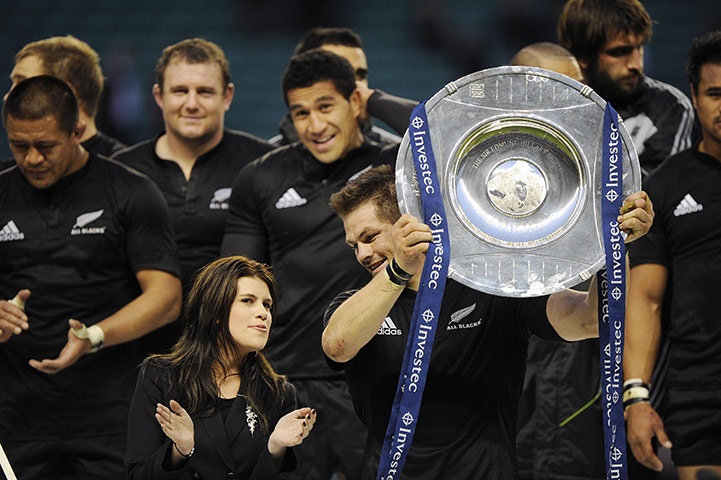 England v All Blacks: All Blacks captain Richie McCaw is presented with the Edmund Hillary shield