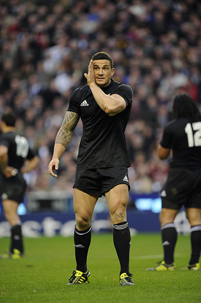 England v All Blacks: Sonny Bill Williams shields his mouth from the England defence