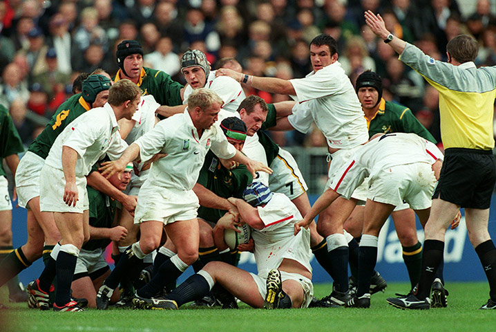 England Rugby Kits: Phil Vickery during the South Africa v England 1999 World Cup quarterfinal